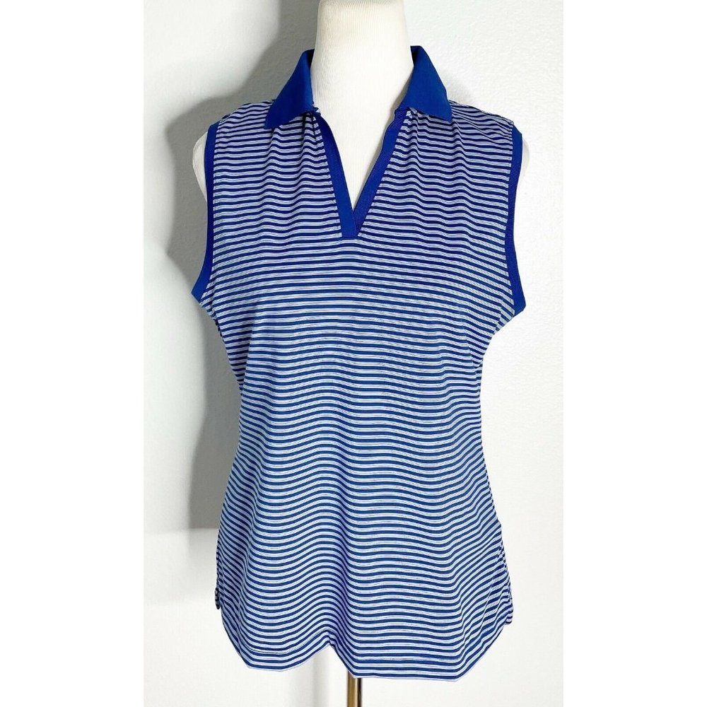 Vineyard Vines Womens Sleeveless Golf Shirt Blue Striped Top Size Medium